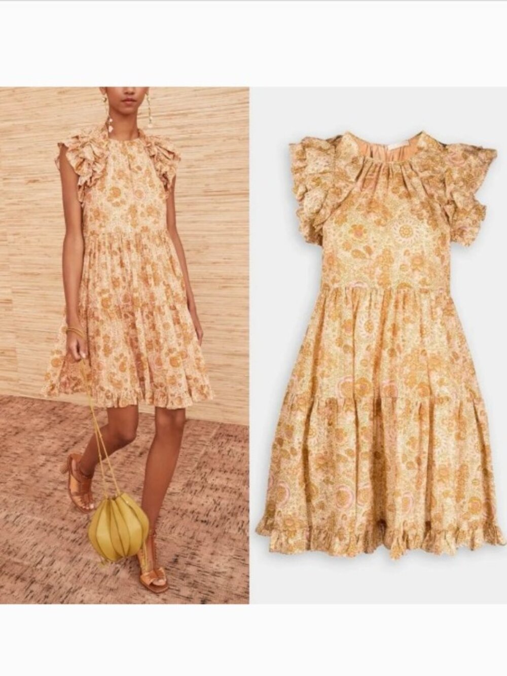 Ulla Johnson Adele Flutter Sleeve Tiered Dress in Meadow